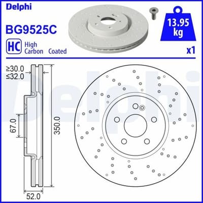 Remschijf DELPHI BG9525C, 1 stuk