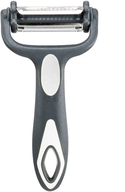 Cook Concept Dunschiller Profi - grijs/wit - kunststof - 15 cm - aardappelschiller met 3 mesjes - keuken mesjes