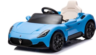 sun baby Elektrische kinderauto Maserati GT Cabrio vanaf 3 jaar, Loopauto met lichtfuncties, afstandsbediening, MP3-speler, USB, Bluetooth (Blauw)
