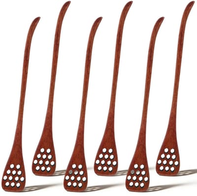 Dailygoods - 6 stuk houten honinglepels, 18 cm houten roerstaafjes voor honing in thee en koffie koffielepels theelepels om honing te roeren honingraatstaafjes voor honingpotten bruiloften en feesten