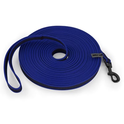 Laisse pour chien moyenne petite longue 5M/10M/15M Latex Soie Facile et Pratique Dressage Grande Laisse pour chien bi-couleur 10 mètres (Blue,1.5M) bleu