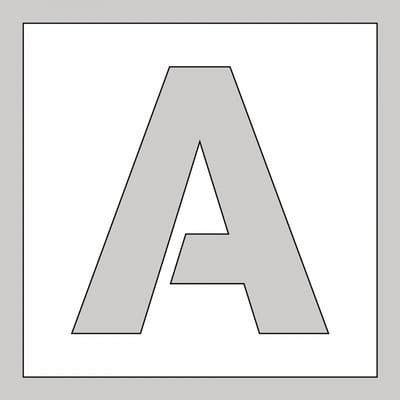 Spuitsjabloon letter A - dibond 500 x 500 mm