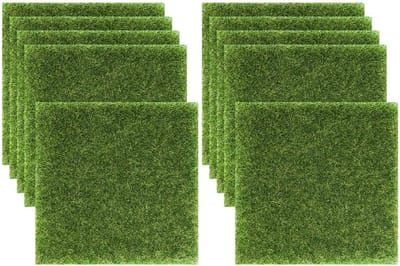 Kunstgras Matten - Miniatuur Gazon - Handwerk Decoratie - Realistisch Uiterlijk - 15 x 15 cm - Groen