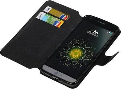 Cross Pattern TPU Bookstyle Wallet Case Hoesje Geschikt voor LG G5 Zwart