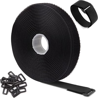 Dailygoods- Klittenband 5 m x 2,5 cm - Klittenband Kabelbinder - Hersluitbaar - Vrije Snijlengte - Zwart - Voor Thuisgebruik - Kabelbinders