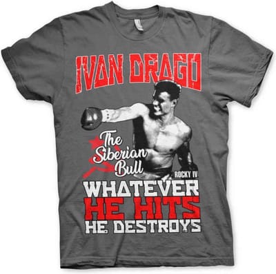 Rocky Heren Tshirt -S- Ivan Drago The Siberian Bull Grijs