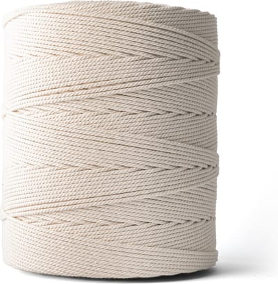 Ledent macramé touw Jumbo XL (3mm, 800M, Natuur), dubbel getwist - van 100% geregenereerd katoenkoord - Macramé touw in verschillende afmetingen om mee te knutselen.
