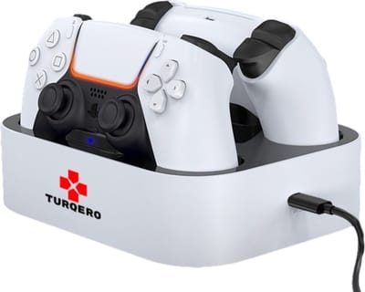 Turqero PS5 Oplaadstation - Playstation 5 controller oplader - Playstation 5 accessoires - Charging station - Draadloos - Geschikt voor twee PS5 controllers - Wit