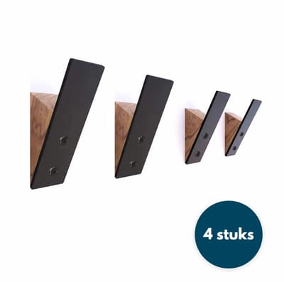Houten Wandhaken - Kapstokhaken - Ophanghaken - Handdoekhaken - Jashaken - Stoer - 4 Stuks