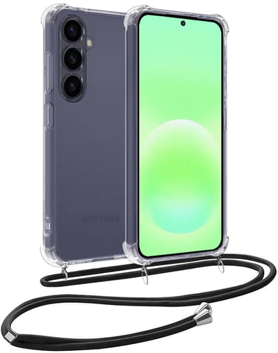 Hoesje Geschikt voor Samsung Galaxy A57 - Met Koord - Shock Proof - Siliconen Case - Back Cover - Telefoonkoord - Telefoon Hoes Shockproof - Telefoonketting - Transparant