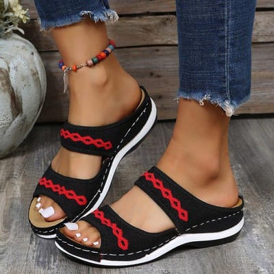 Zomer Dames Orthopedische Stretch Orthotische Sandalen Open Teen Ademende Slippers Stretch Kruisschoenen Buiten Casual Strand Slippers 43 brown