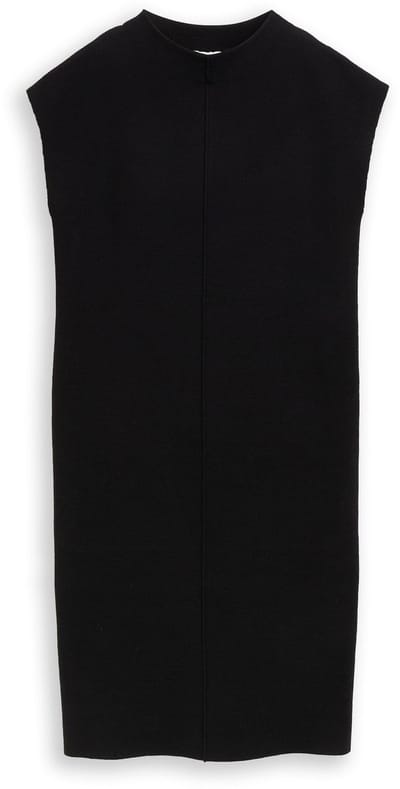 Tom Tailor - Gebreide jurk met opstaande kraag - Maat 36 - deep black