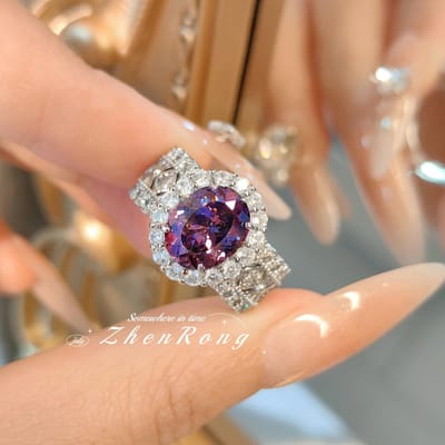 Klassieke Luxe Aaa Zirkonia Kleur Sieradensets Voor Vrouwen Elegante Roze Cz Hanger Ketting Ringen Vrouwelijk Jubileumcadeau gray