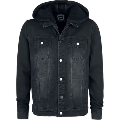 R.E.D. by EMP - Rockabilly Spijkerjas - Jeansjacke mit Sweatärmeln und Kapuze - S tot 5XL - voor Mannen - zwart