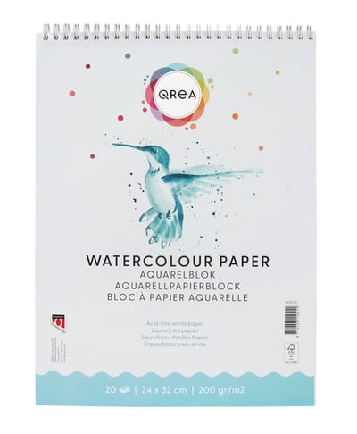 Aquarelblok qrea 24x32 20vel 200gr spiraal | 5 stuks