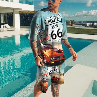 Tweedelige sportkleding voor heren Zwart-witte leeuw 3D-bedrukt T-shirtpak Straat Casual Tweedelige oversized heren-T-shirtset 4XL white