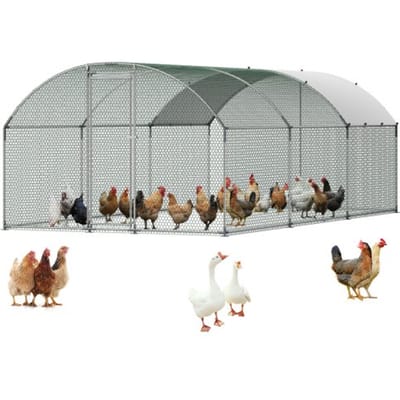 VEVOR kippenhok, 3x6x2 m, inloopren met overkapping, kippenhok met koepeldak en veiligheidsslot, eenden- en konijnenhok, pluimveeverblijf voor achtertuin, boerderij, erf