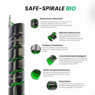 Bio hydraulische slangbescherming spiraal Ø 40 mm - Slang en kabelbescherming met slijtage-indicator - Flexibel en UV-bestendig, 3 m