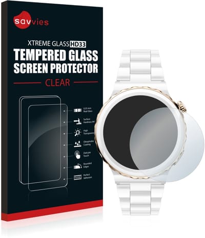 Savvies - Glas Screenprotector voor Huawei Watch GT 3 Pro Ceramic (43mm) - Gehard Beschermglas 9H
