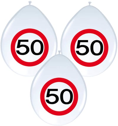Ballonnen 50 jaar - 8x - 30 cm - verkeersbord - versiering Sarah/Abraham - feestversiering verjaardag