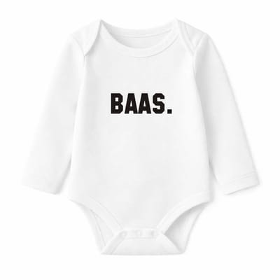 Romper Baas - wit - lange mouw