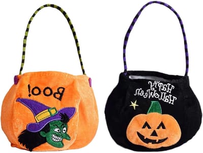 2 Stuks Halloween Pompoentas, Perfect voor Snoep en Koekjes, Trick or Treat Tassen voor Kinderen en Feestjes