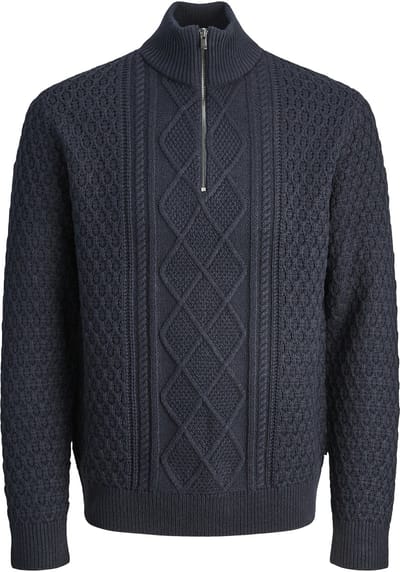 Jack & Jones - Heren Trui North Knit High Neck - Blauw - Maat M