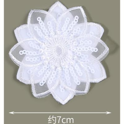 Witte Bloemen Doek Sticker Naadloos Zelfklevend Kleding, Gaten En Geen Sporen, Reparatie Subsidie Muggennet Broek, Borduur Patch Sticker 13#