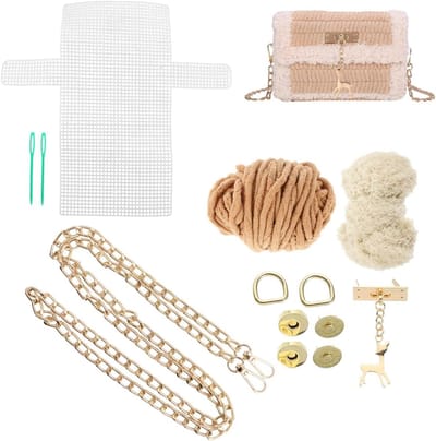 Set van 1 Canvas Haaknaalden Tas met Bladeren - Creatieve Haakaccessoires en Portemonnee Kit voor Volwassenen