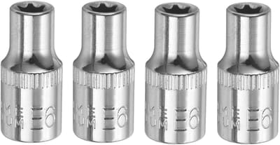 SnelShoppen - Torx Bit Set 1/4" E6 - 4-delige Torx Wrench Set - Schroevendraaier en Hex Socket Inserts voor Auto, Reparaties en Huishoudelijk Onderhou