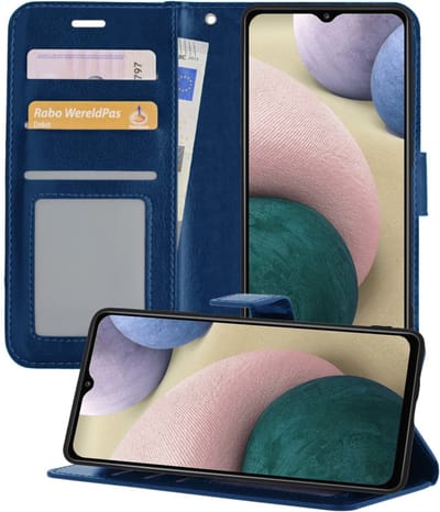 Hoesje - Geschikt voor Samsung Galaxy A12 - Luxe Bookcase - Walletcase Hoes - Portemonnee - Cover - Telefoonhoes - Donkerblauw