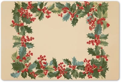 Placemats 45x30 cm - Placemat kunststof - 1 stuk - Hulstrand - Bessen - Beige - Borden onderleggers - Decoratie voor op tafel - Keuken tafeldecoratie accessoires - Vinyl onderlegger - Tafelversiering