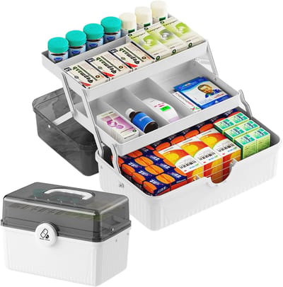 Medicijnopslagbox met Draaghandvat - Draagbare Opbergdoos voor Thuis en Reizen - Multifunctionele Apothekersdoos