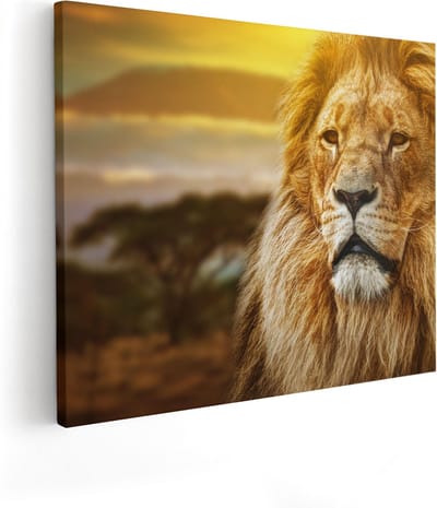 Artaza Canvas Schilderij Leeuw - 100x80 cm - Groot - Wanddecoratie Afrika - Muurdecoratie Dieren - Schilderijen Op Canvas Safari