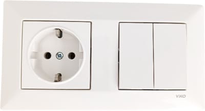 Panasonic Viko-Stopcontact-Wandcontactdoos-Randaarde-Wit-Compleet-Meridien Serie