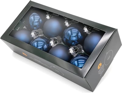 Muntel® Kerstballen - Glas - 8 Stuks - Mat - Glans - Donkerblauw