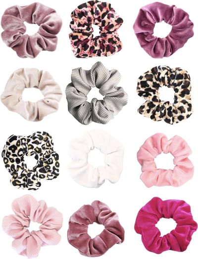 Kraagjeskopen.nl® Scrunchie Mega Pack Haarelastiek Haaraccessoire Scrunchies 12 stuks Roze