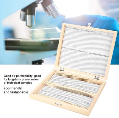 Dailygoods- Opbergdoos Hout voor Microscoopglaasjes - Opbergdoos met Slot - 100 Objectglaasjeshouder - 22,8x18,8x3,5 cm - Niet-giftig - Duurzaam en Praktisch - Diahouder