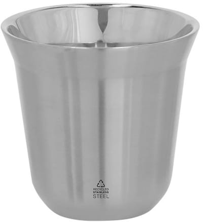 Set van 2 gerecycled RVS zilverkleurig bekers 80 ml - geschikt voor laser techniek model Kodet