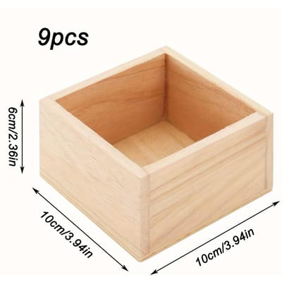 Lot de 9 boîtes en bois rustiques carrées pour rangement, présentoirs polyvalents pour travaux manuels et œuvres d'art, décoration intérieure, décoration de tiroir de table, pots de plantes succulentes 9pcs brown
