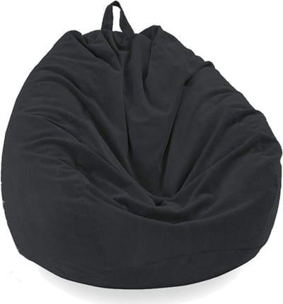 Zitzakhoes Corduroy - Luie Lounger Cover - Opbergen Speelgoed - Zacht en Comfortabel - 70x80cm - Zwart