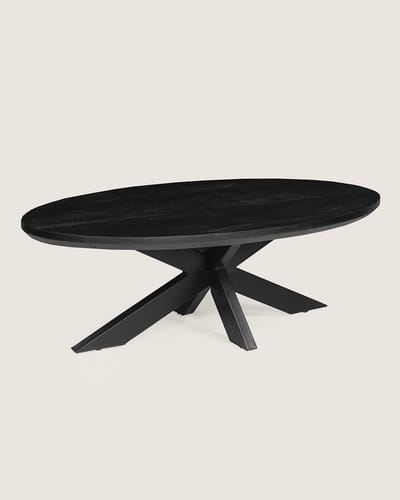 Salontafel 130 cm Mangohout – Ovaal – Zwart – Elegant Chic