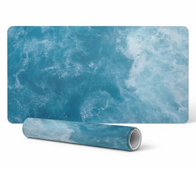 Gaming bureauonderlegger met afbeelding van ruige oceaangolven 90x45 cm