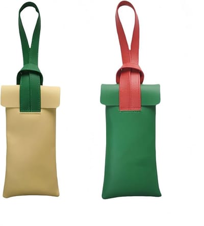 2-delige brillenetui van zacht leer - 18 × 9 cm - Draagbaar - Unisex brillenetui - Opbergtas voor zonnebrillen en leesbrillen - 2 kleuren