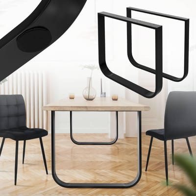 2 tafelpoten B80xH72 cm O-vormige stalen tafellopers, zwart gepoedercoat ML-Design