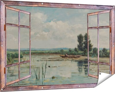 Gards Tuinposter Doorkijk Plas bij Loosdrecht - Willem Roelofs - 150x100 cm - Tuindoek - Tuindecoratie - Wanddecoratie buiten - Tuinschilderij