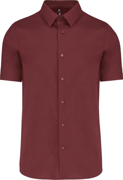 Heren stretch overhemd korte mouwen merk Kariban maat 3XL Wijnrood
