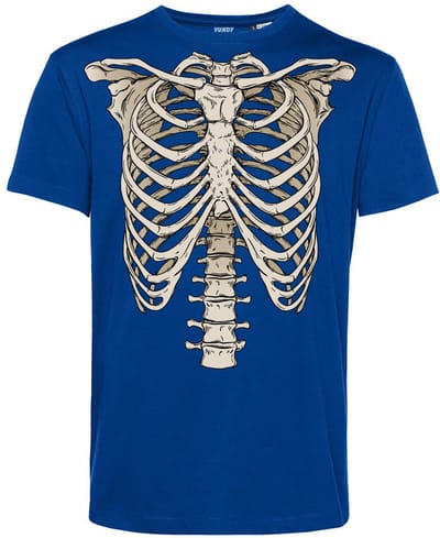 T-shirt kind Skelet | Carnavalskleding kinderen | Carnaval Kostuum | Foute Party | Blauw | maat 68