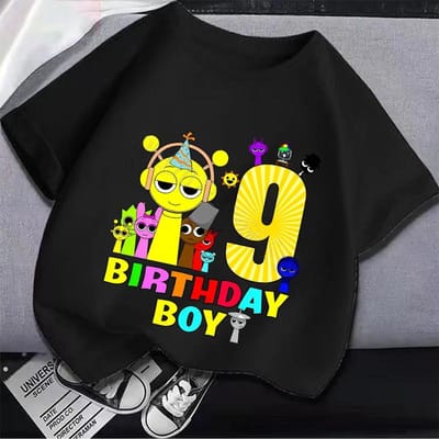 Cartoon Sprunki Jongens Meisjes 1-9 Jaar Verjaardag Kinderen T-shirt Incredibox Katoen Kinderkleding Leuke Game Grafische Tops Feest Cadeau 120 yellow