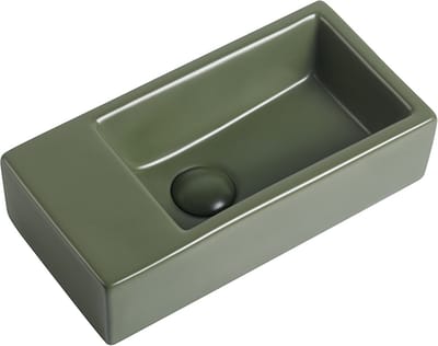 Fontein Mia 40.5x20x10.5cm mat groen inclusief afvoerplug links zonder kraangat